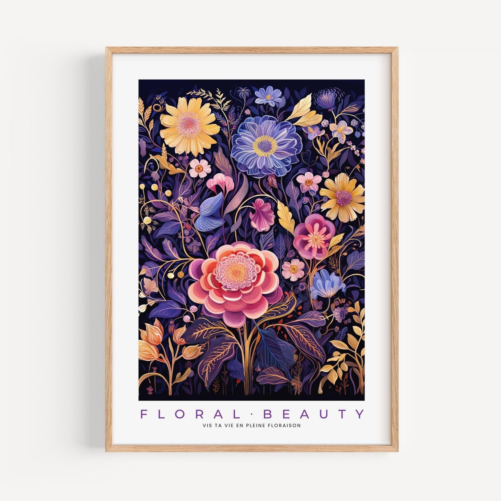 a framed print of a floral bouquet