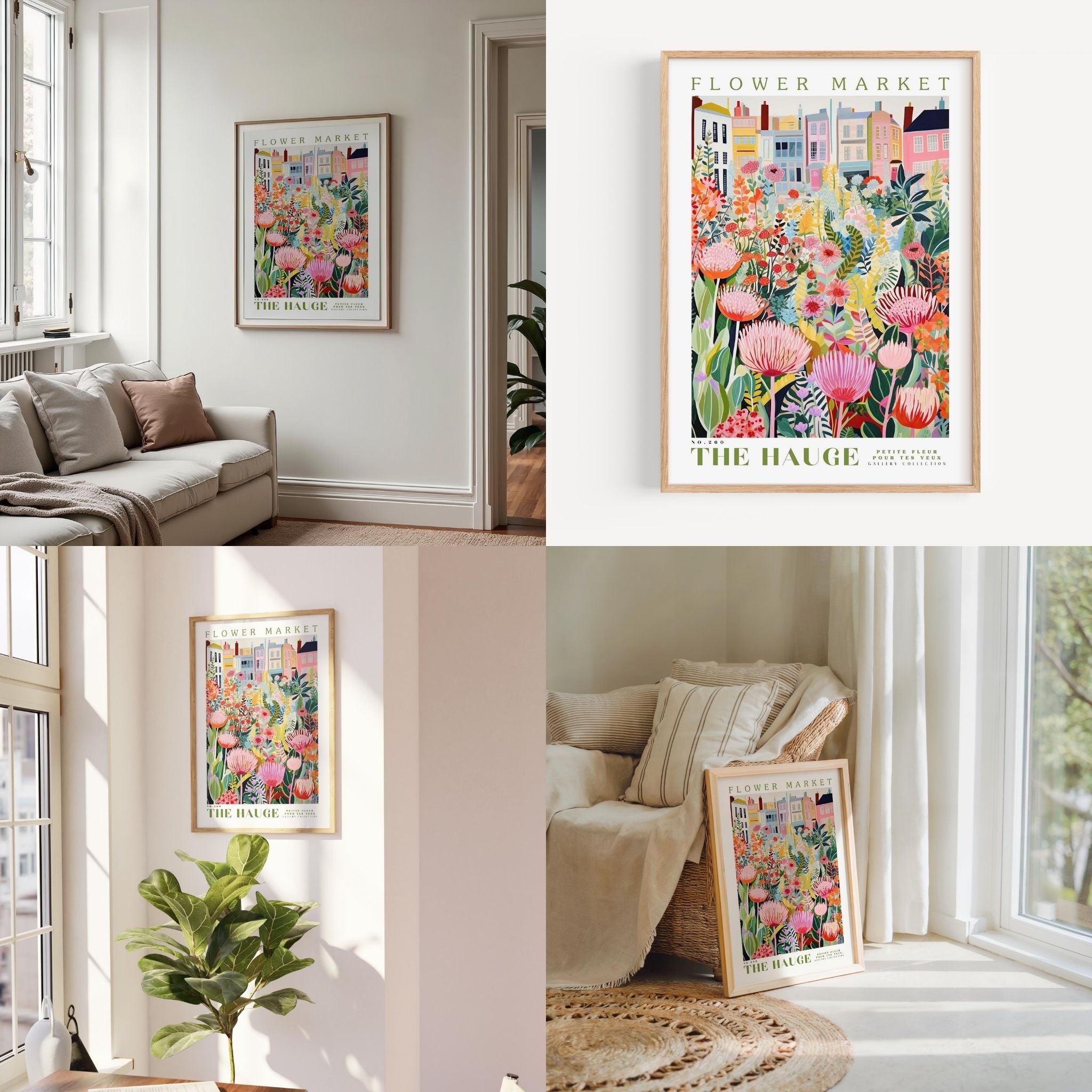 a living room filled with furniture and flowers