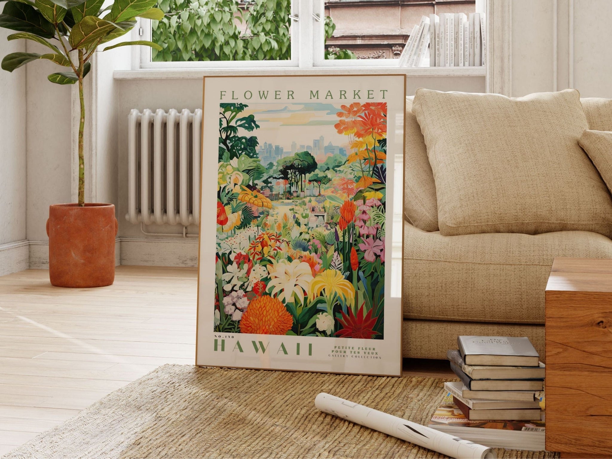 Hawaii blomstermarked plakat