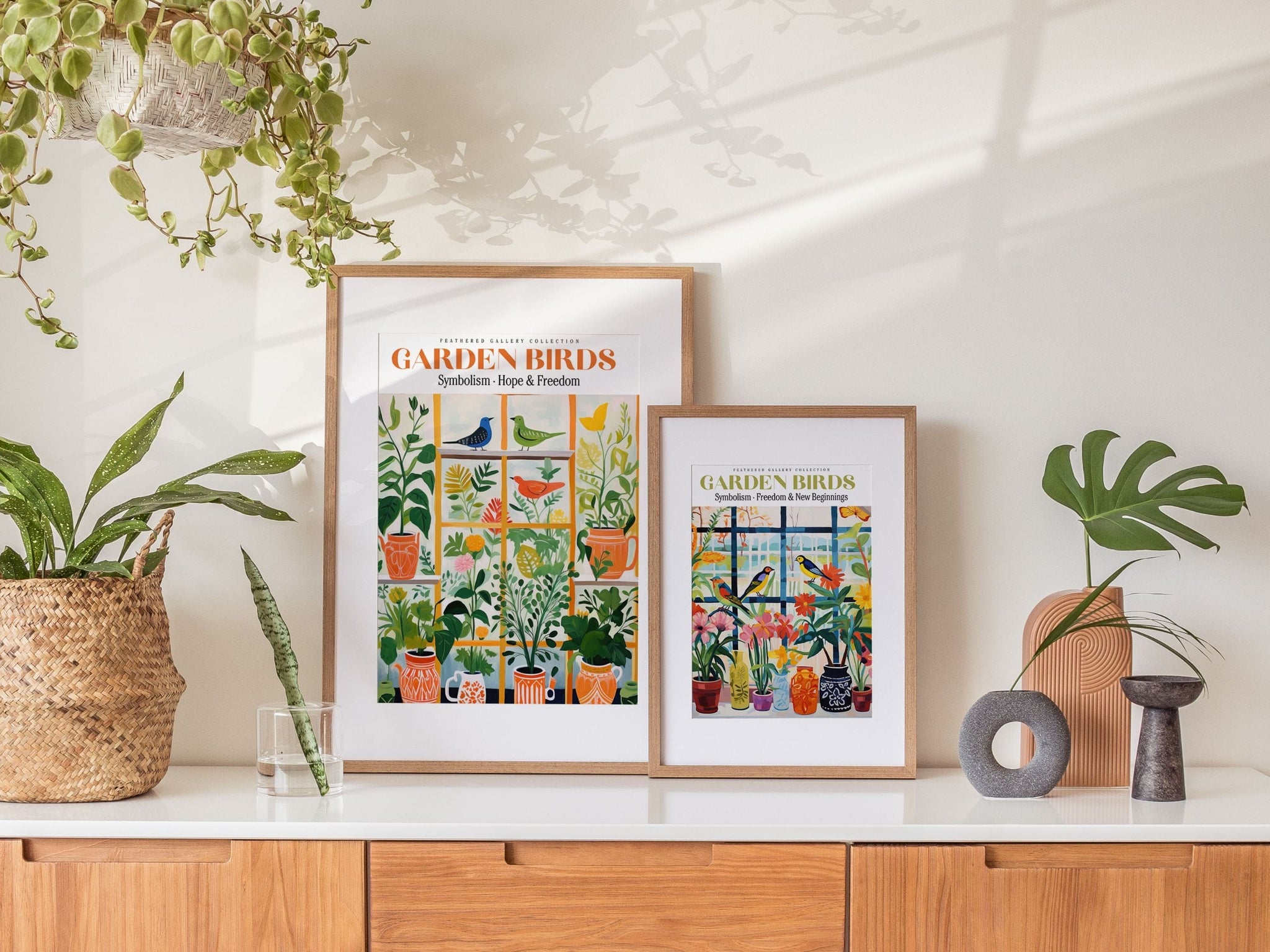 Bird Wall Art, retro plakat, botanisk blomsterprint, moderne blomsterplakat, moderne boligindretning, blomsterillustration, print fuglemaleri