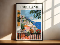 Positano, Amalfi Coast Art Print, Italy Art Print, Travel Gift, Travel Poster, Europe Print, Italian Coast, Italian Riviera, Travel Gift