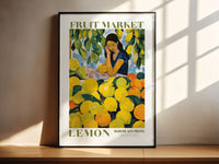 Lemon Fruit Market, Vintage Fruit Art, Fruit Market Poster, Lemon Poster, Yellow Wall Art, Colorful Wall Art, Fruit Print, Trendy Poster