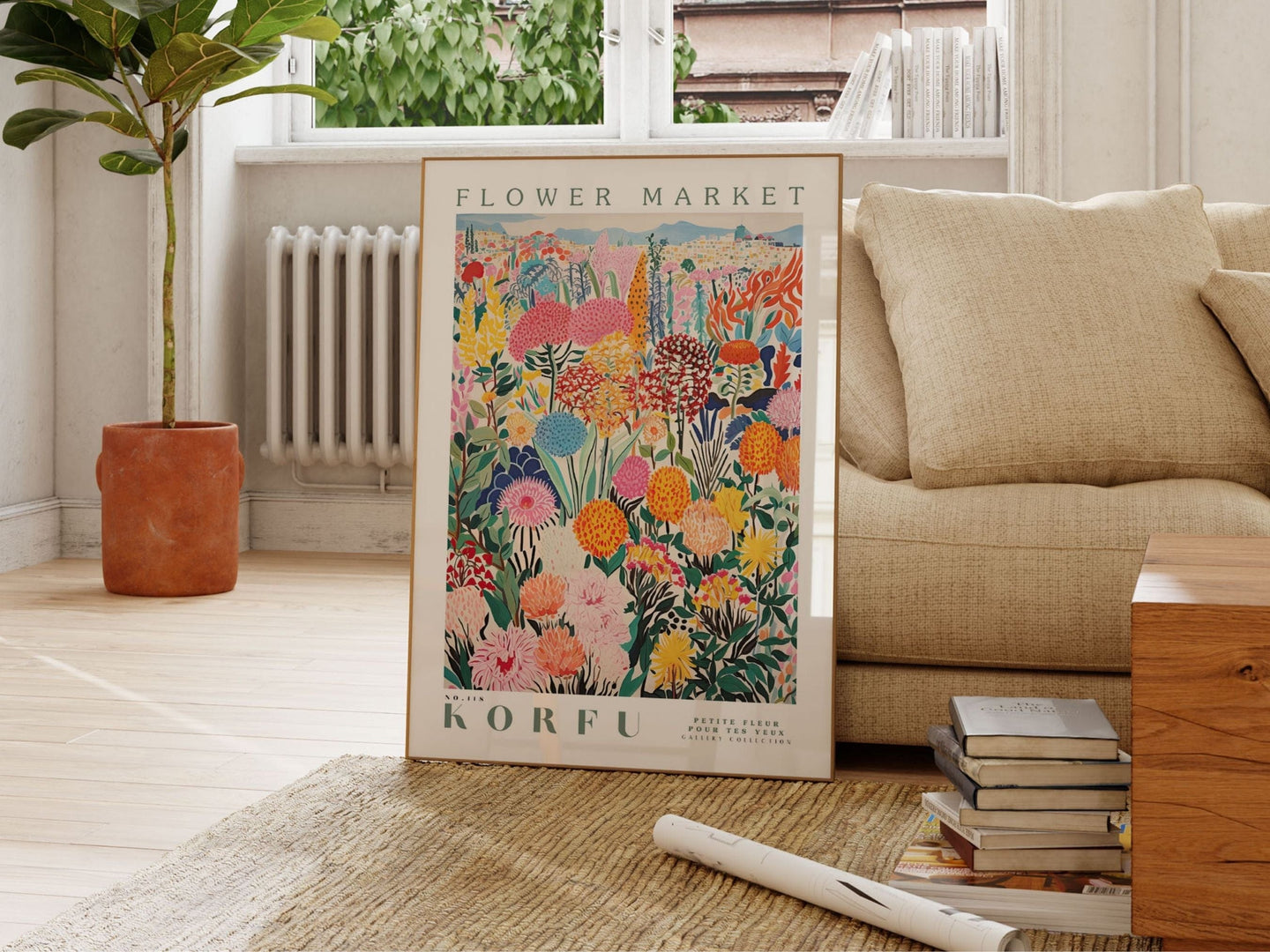 Korfu blomstermarked plakat