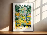 Lemon Fruit Market, Vintage Fruit Art, Fruit Market Poster, Lemon Poster, Yellow Wall Art, Colorful Wall Art, Fruit Print, Trendy Poster