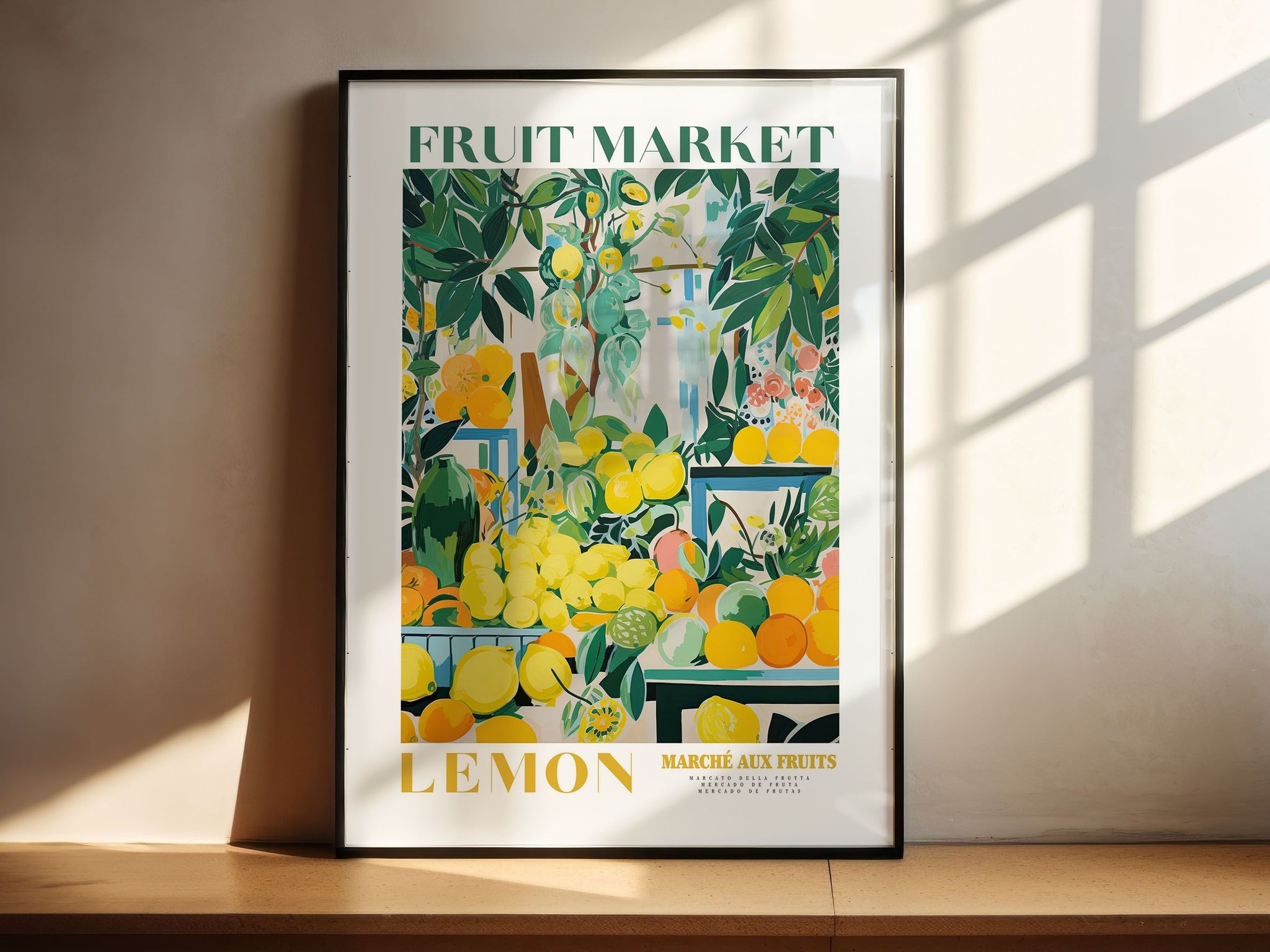 Lemon Fruit Market, Vintage Fruit Art, Fruit Market Poster, Lemon Poster, Yellow Wall Art, Colorful Wall Art, Fruit Print, Trendy Poster