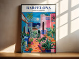Barcelona Travel Poster, Barcelona Poster, Europe Print, Spain Art Print, Travel Art Print, Park Guell, Spain City Poster, Trendy Wall Art