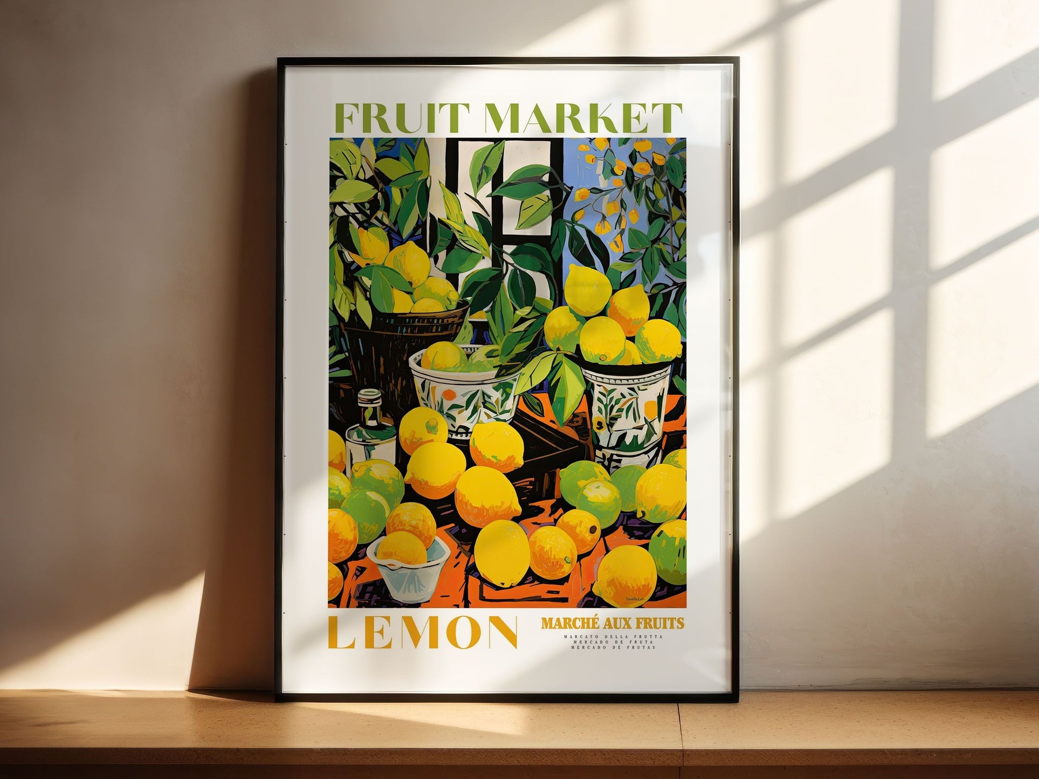 Lemon Fruit Market, Vintage Fruit Art, Fruit Market Poster, Lemon Poster, Yellow Wall Art, Colorful Wall Art, Fruit Print, Trendy Poster