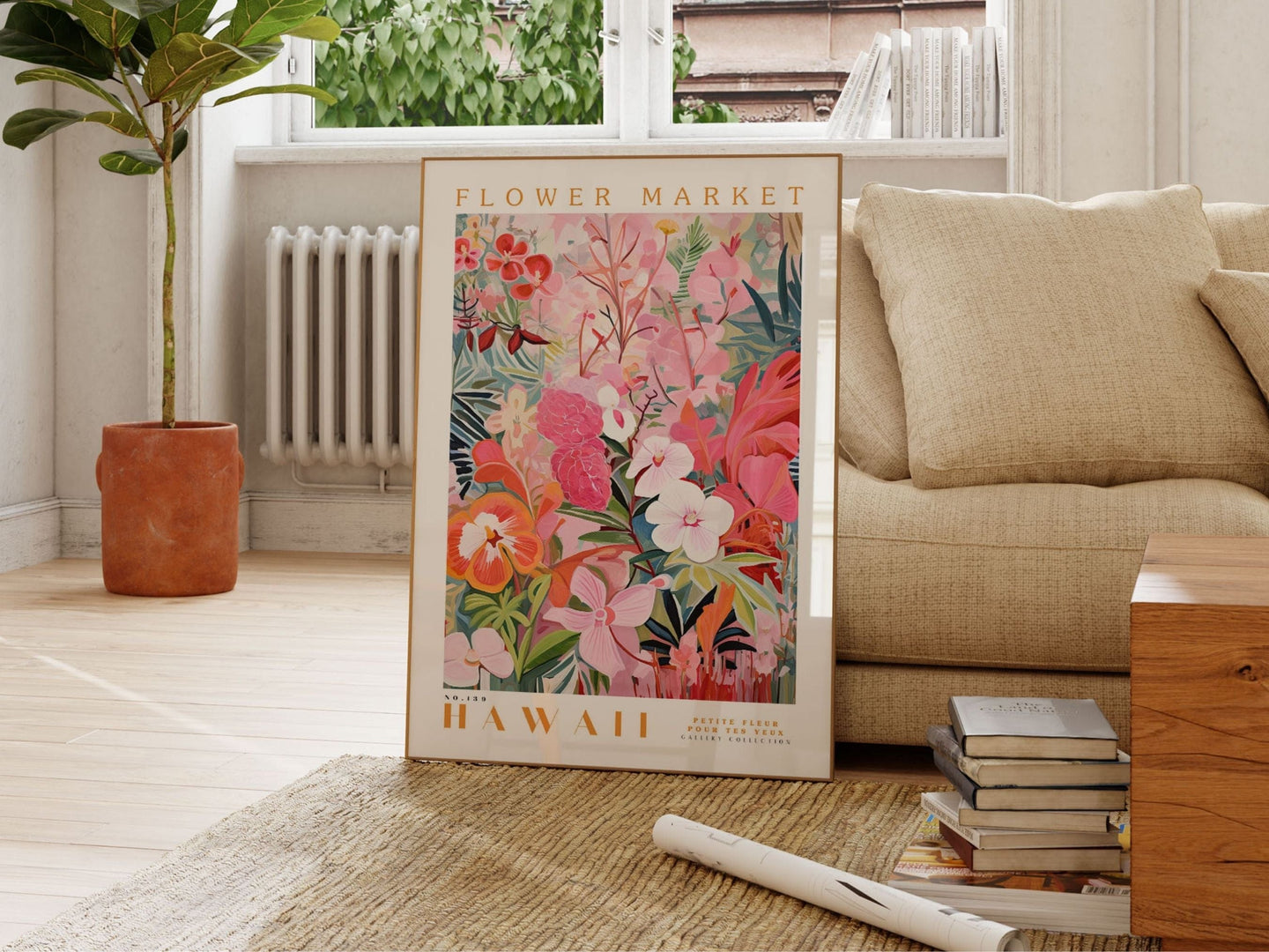 Hawaii blomstermarked plakat