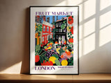 Fruit Market London, London Travel Art, Purple Wall Decor, Fruit Market Print, Fruit Market Poster, London City Art, Colorful Wall Art