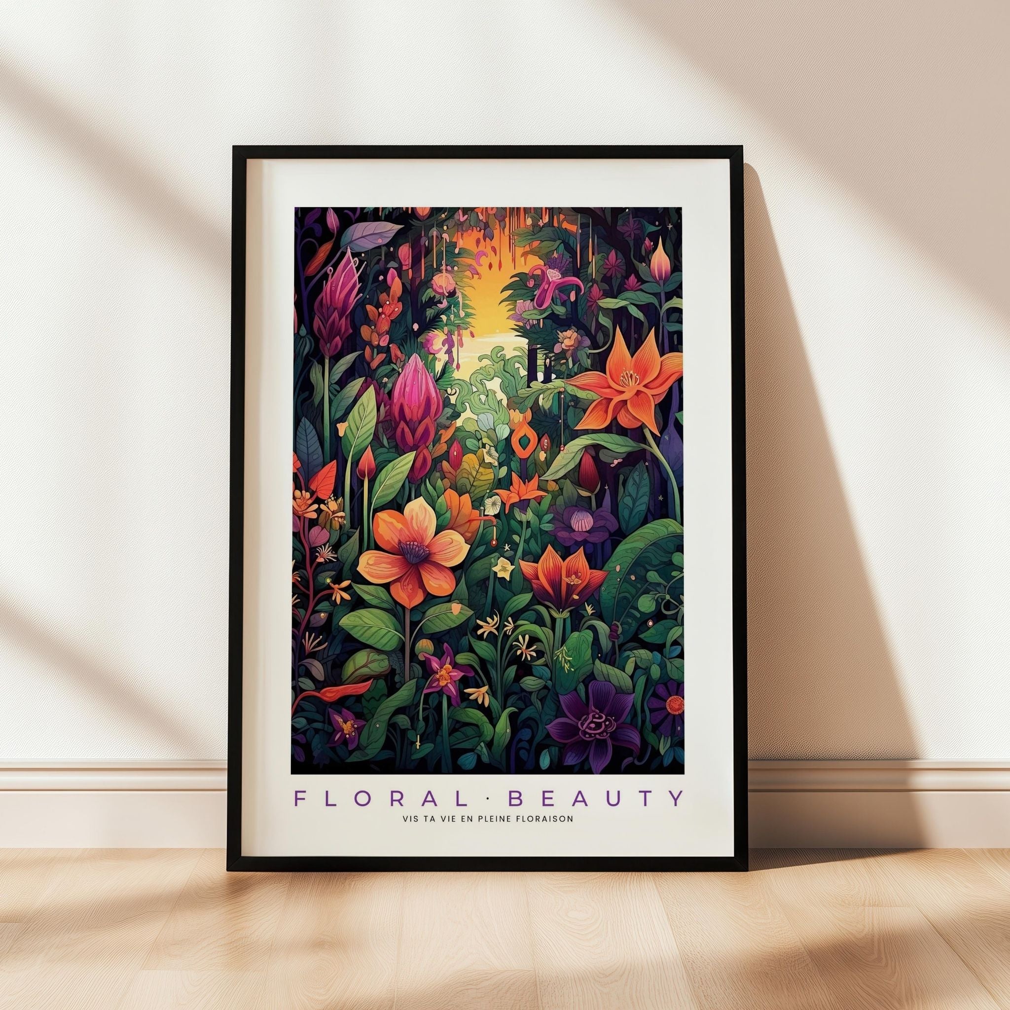 a picture of a painting of flowers in a room