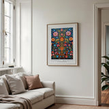 a living room with a couch and a painting on the wall