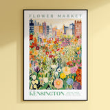 a picture of a flower market poster hanging on a wall