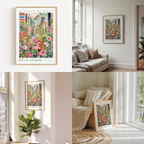 a living room filled with furniture and flowers