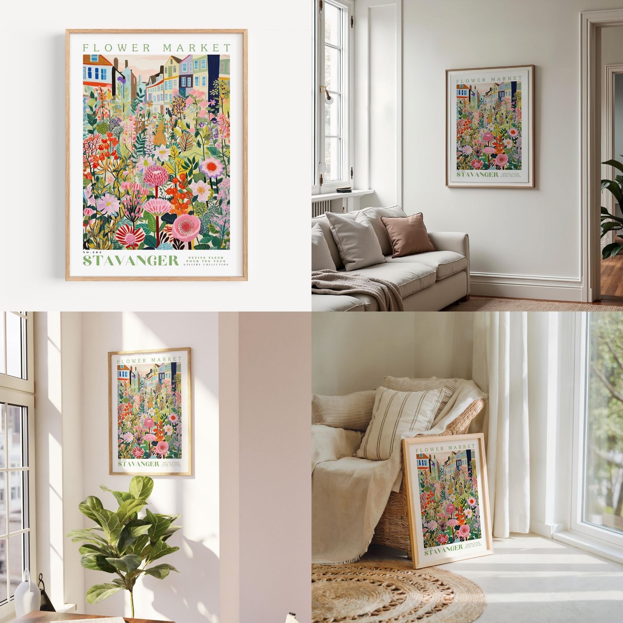 a living room filled with furniture and flowers