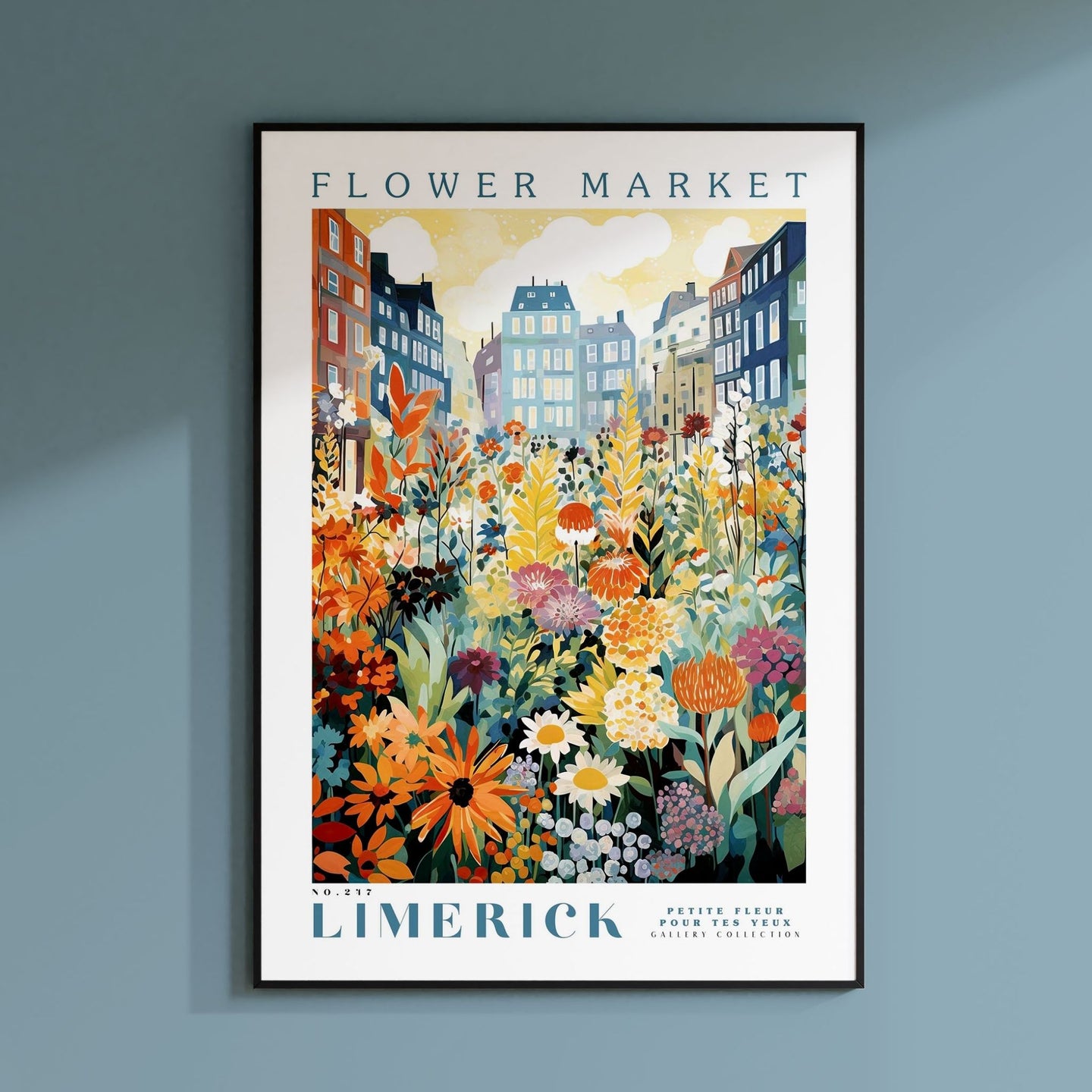 a poster hanging on the wall of a room