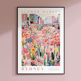 a poster hanging on the wall of a pink room