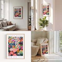 a living room filled with furniture and paintings