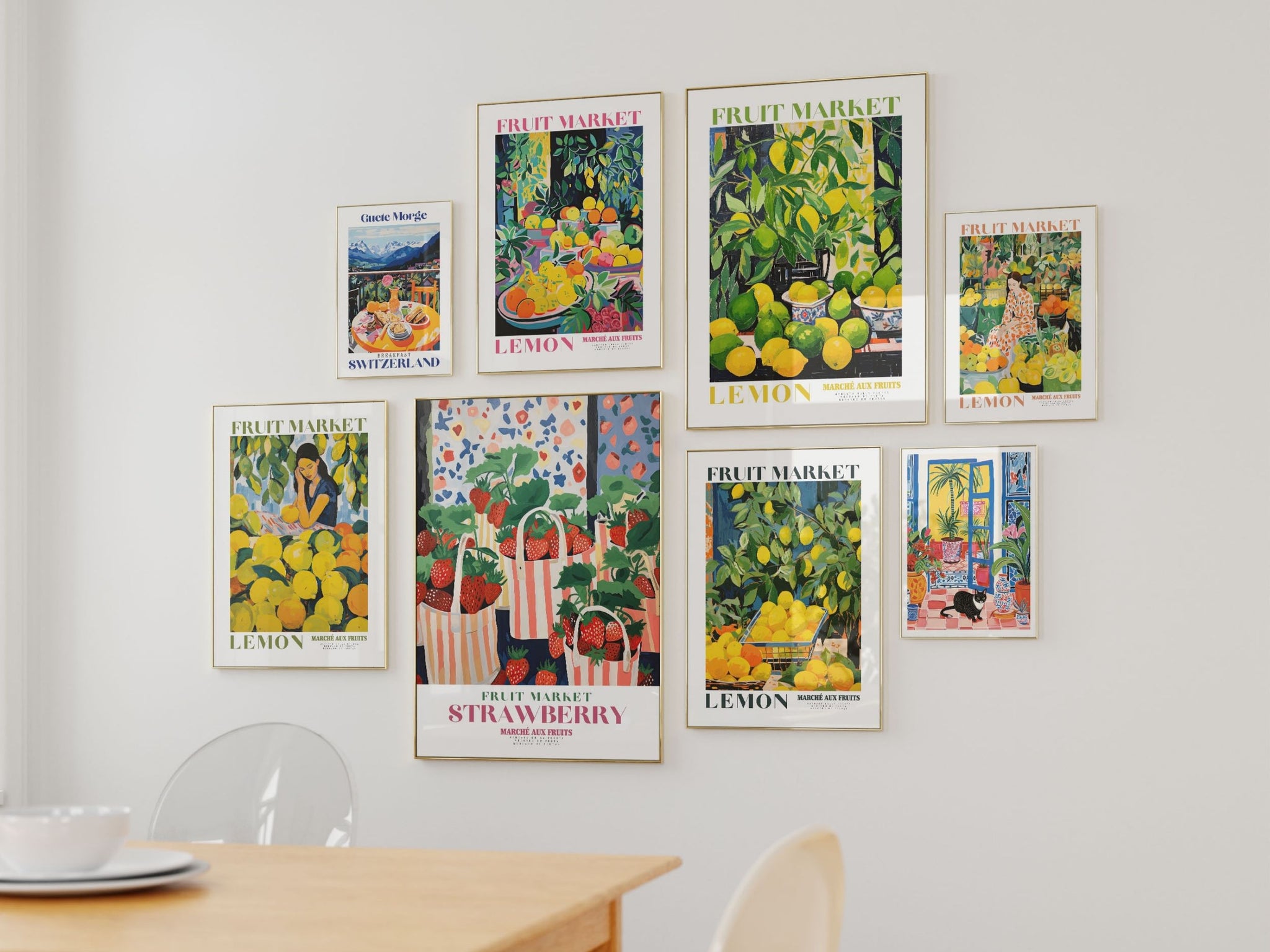 Lemon Fruit Market, Vintage Fruit Art, Fruit Market Poster, Lemon Poster, Yellow Wall Art, Colorful Wall Art, Fruit Print, Trendy Poster