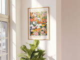 Flower Market Poster, Medellin Wall Art, Large Modern Poster, Orange and Yellow Print, Floral Illustration, Floral Print, Botanical Wall Art