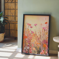 a picture of a painting on a wall next to a potted plant