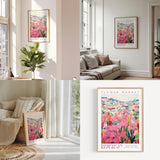 a living room filled with furniture and flowers