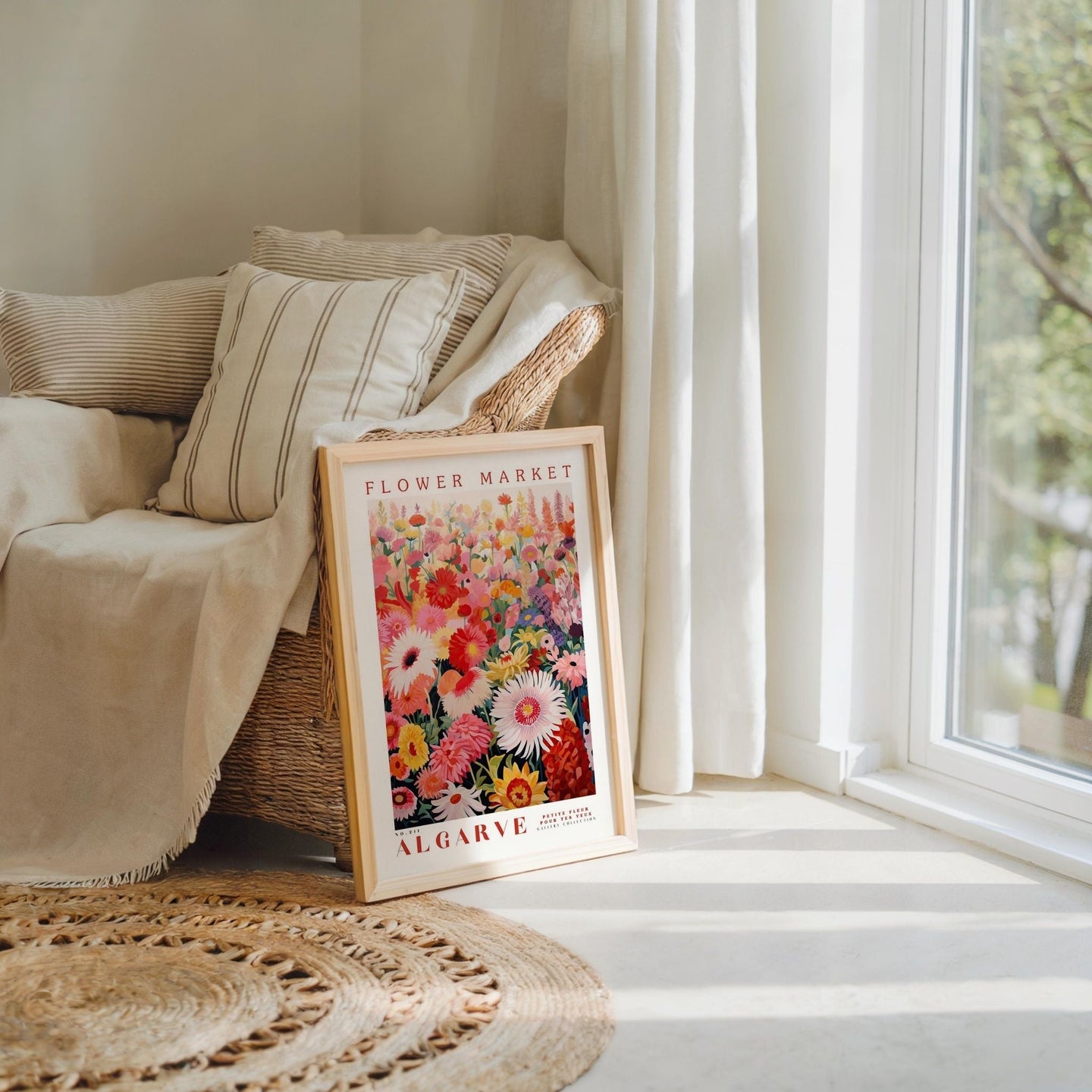 a picture of a flower market in front of a window