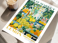 Lemon Fruit Market, Vintage Fruit Art, Fruit Market Poster, Lemon Poster, Yellow Wall Art, Colorful Wall Art, Fruit Print, Trendy Poster