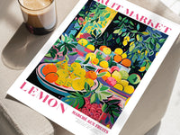 Lemon Fruit Market, Vintage Fruit Art, Fruit Market Poster, Lemon Poster, Yellow Wall Art, Colorful Wall Art, Fruit Print, Trendy Poster