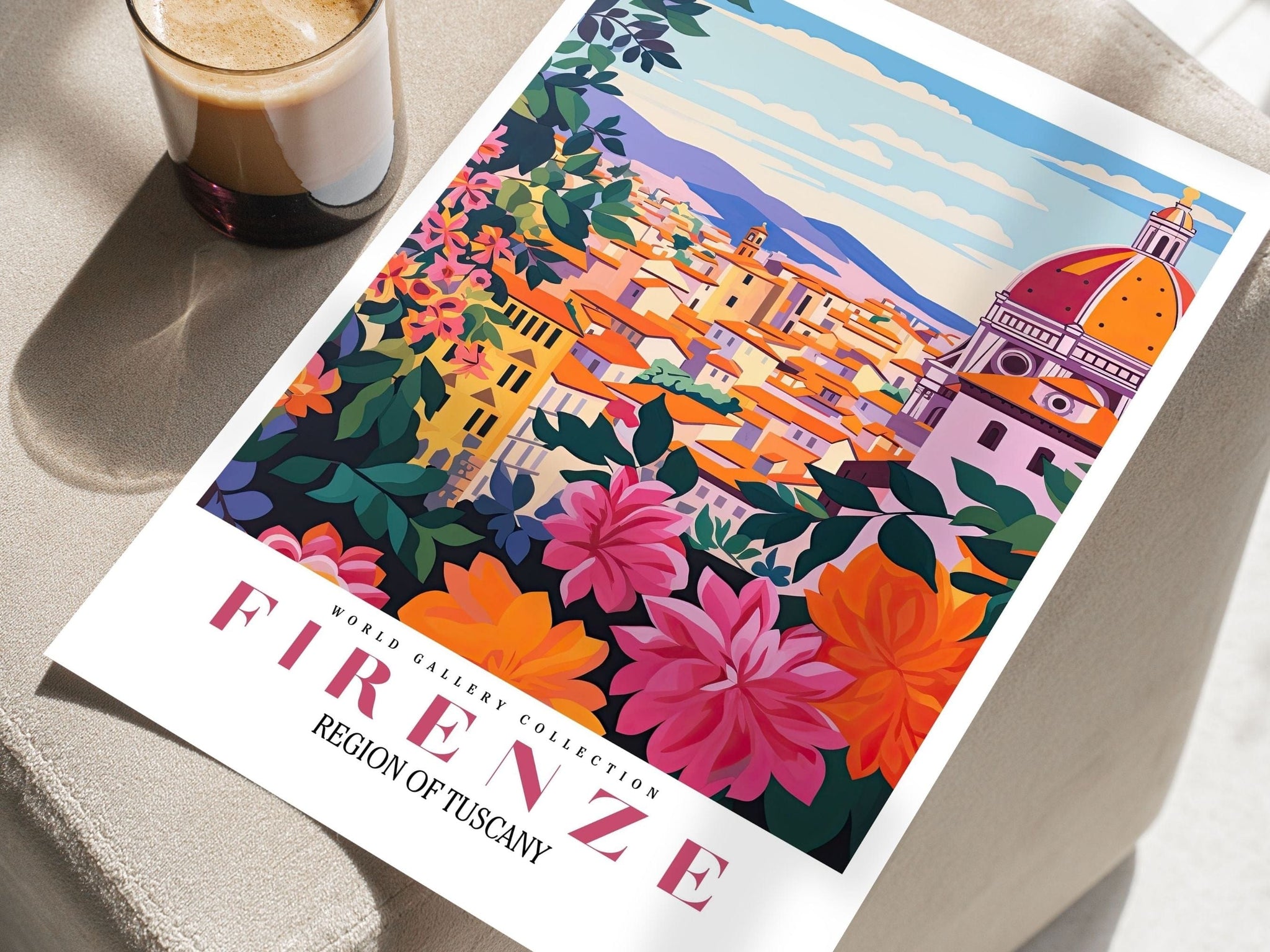Firenze Art Print, City Poster, City Skyline Art, Italy Wall Art, Travel Gift, Travel Poster, Europe Print, Tuscany Print, Firenze Painting