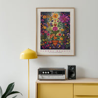 a picture of a painting on a wall above a radio