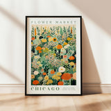 a picture of a flower market poster hanging on a wall