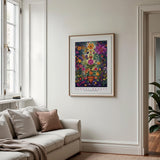 a living room with a couch and a painting on the wall