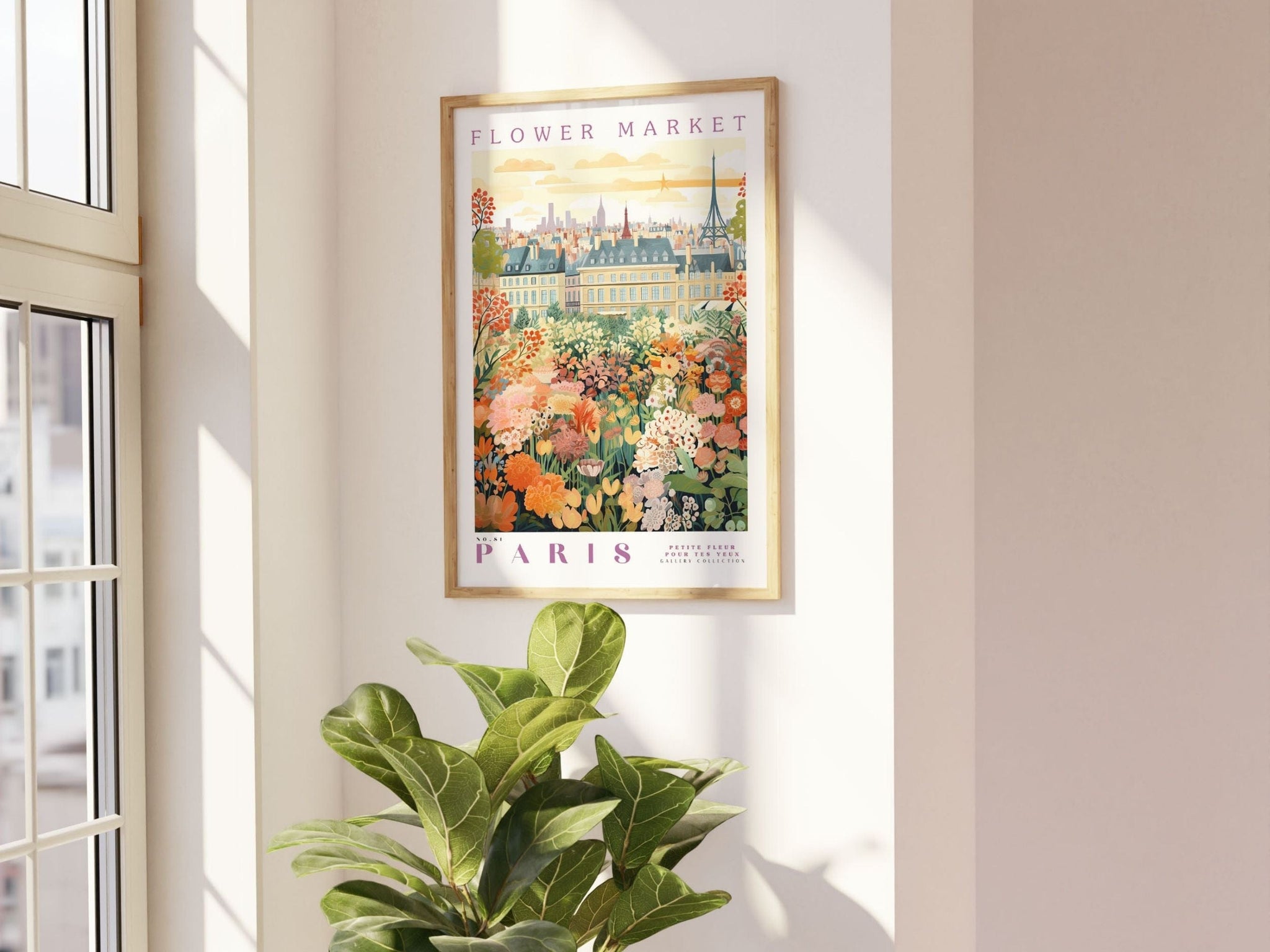 Plakat med blomstermarked i Paris