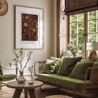 a living room filled with furniture and a painting on the wall