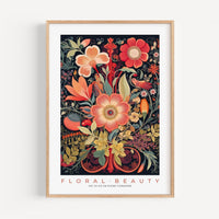 a framed print of a floral bouquet