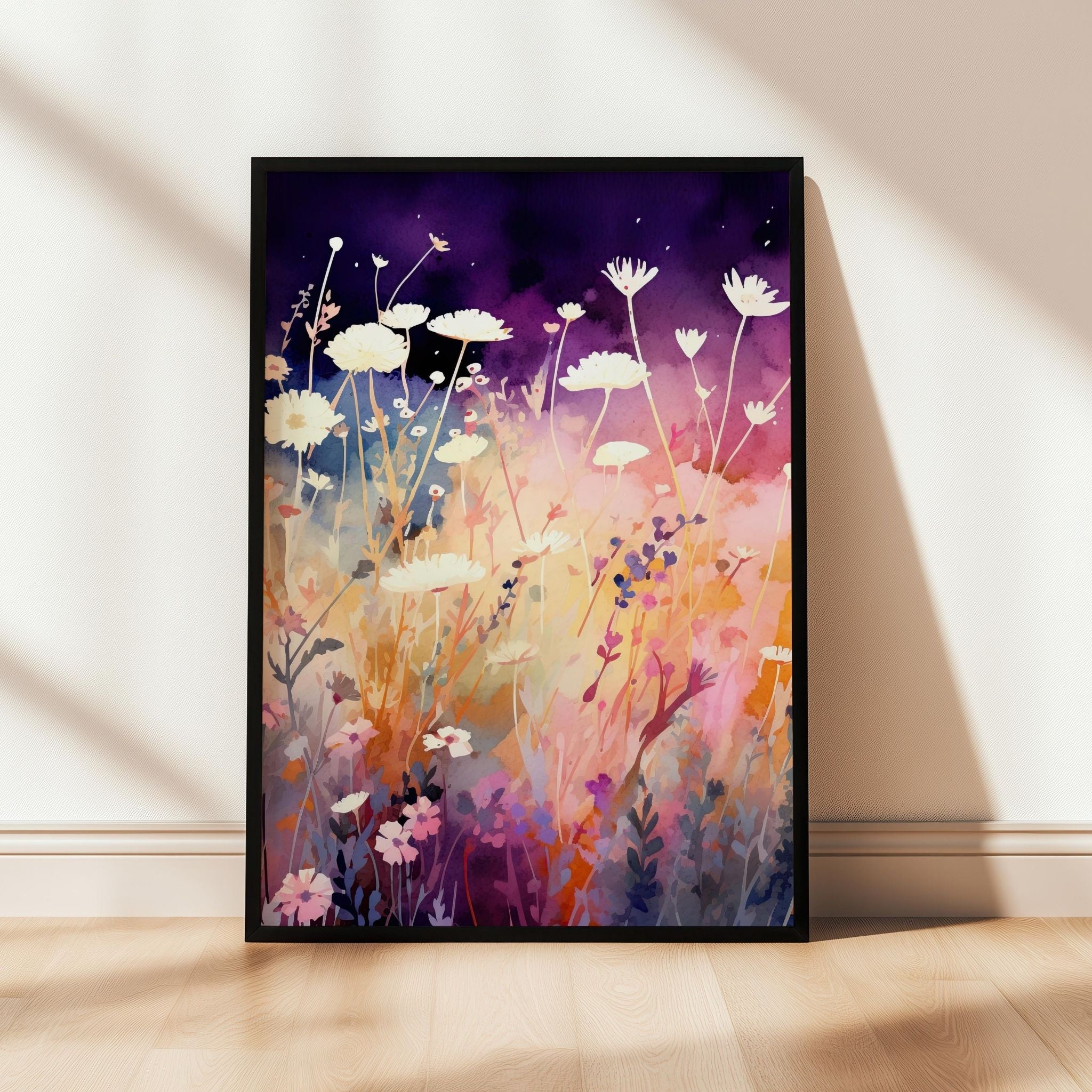 a picture of a painting of flowers on a wall