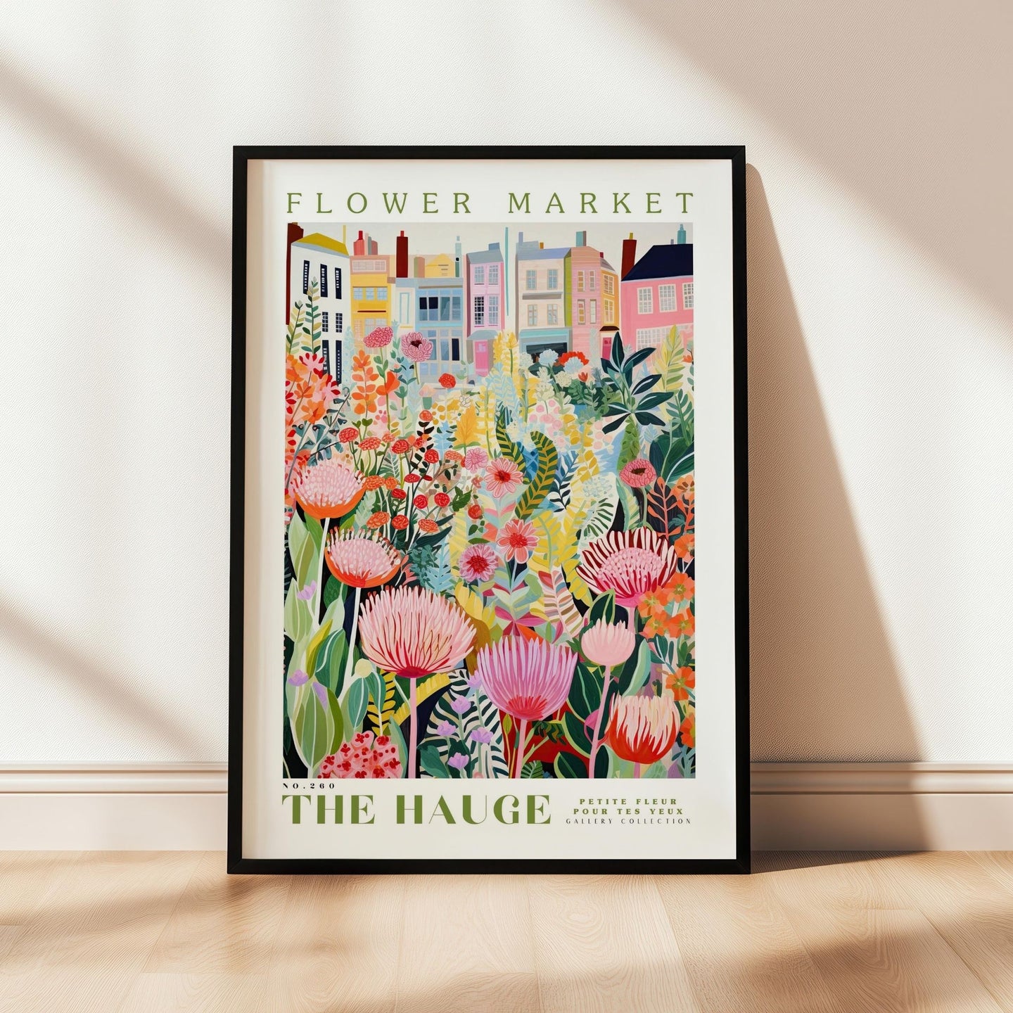 a picture of a flower market poster on a wall