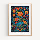 a framed poster with a floral design on it