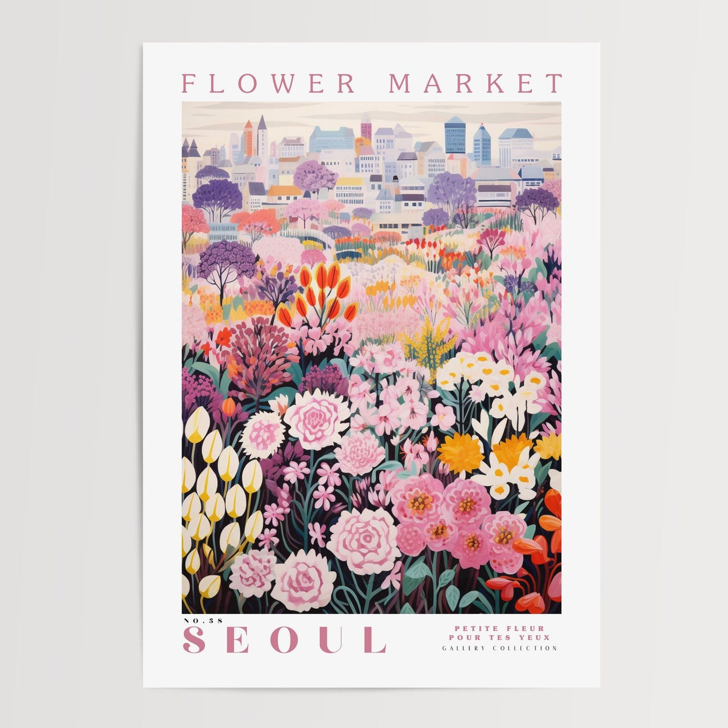 Seoul blomstermarked plakat