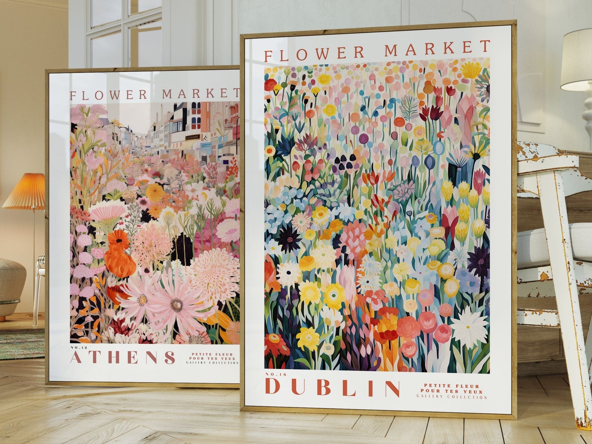 Athens Flower Market Poster Pink