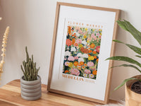 Flower Market Poster, Medellin Wall Art, Large Modern Poster, Orange and Yellow Print, Floral Illustration, Floral Print, Botanical Wall Art