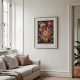 a living room with a couch and a painting on the wall