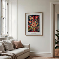 a living room with a couch and a painting on the wall