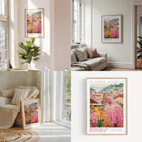 a living room filled with furniture and flowers