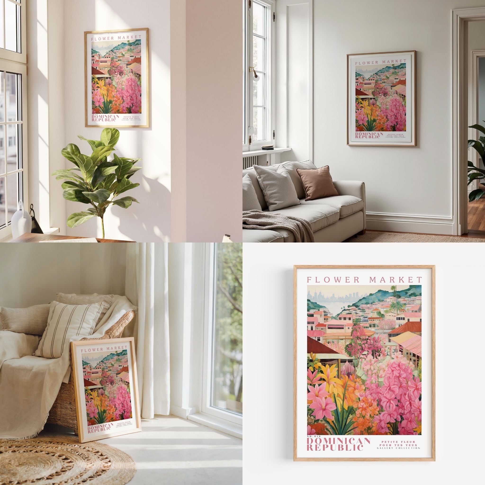 a living room filled with furniture and flowers