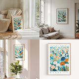 a living room filled with furniture and paintings