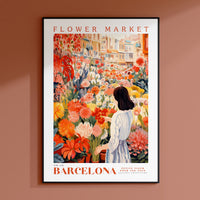 a painting of a woman in a flower market