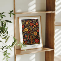 a picture of a tree on a shelf