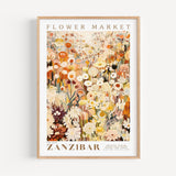 a flower market poster hanging on a wall