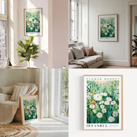 a living room filled with furniture and flowers